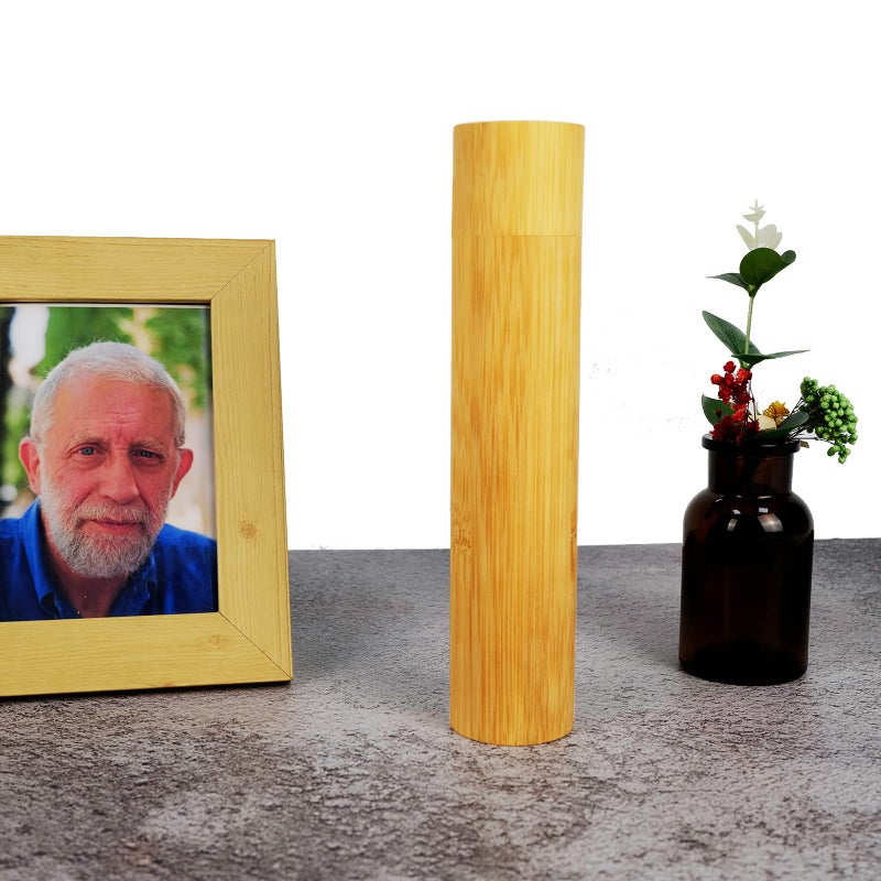 AODIYA Set of 2 Small Bamboo Scattering Urn Tubes and Gray Velvet Bags for Spreading Human Male Female Pet Dog Cat Cremation Ashes - Image 5